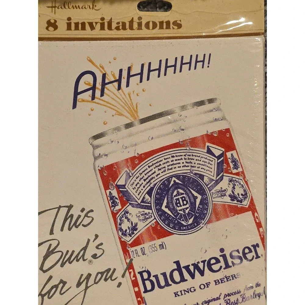 Vintage Hallmark Budweiser 8 Pack Invitations Beer‎ Party You're Invited